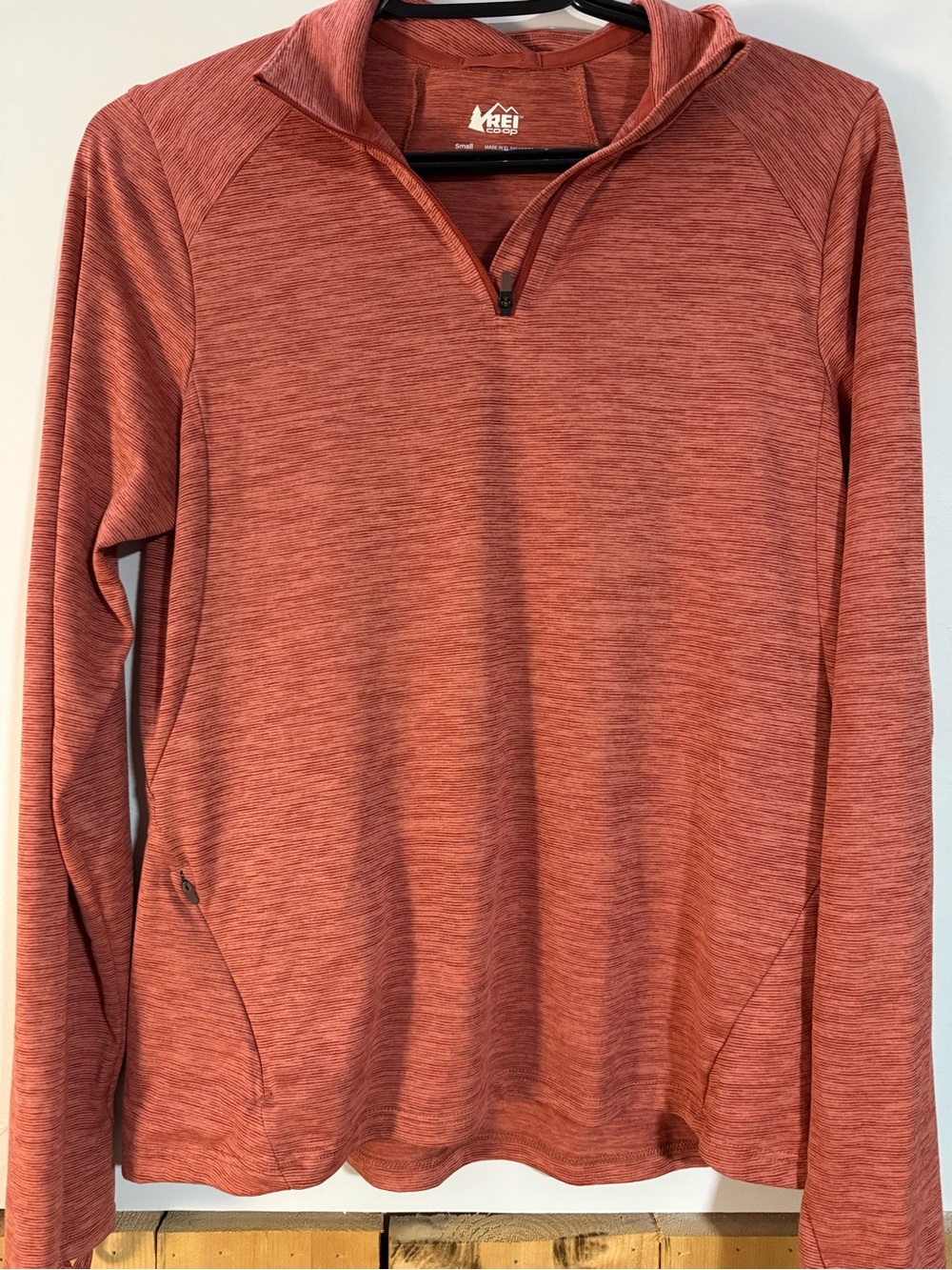 REI Quarter-Zip Hoodie in Heathered Rust